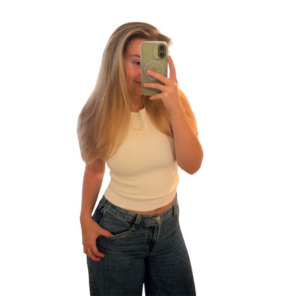 Babaton Sculpt Knit Tank Top Women‎ S White Ribbed Sleeveless Minimalist NWT - Picture 1 of 14